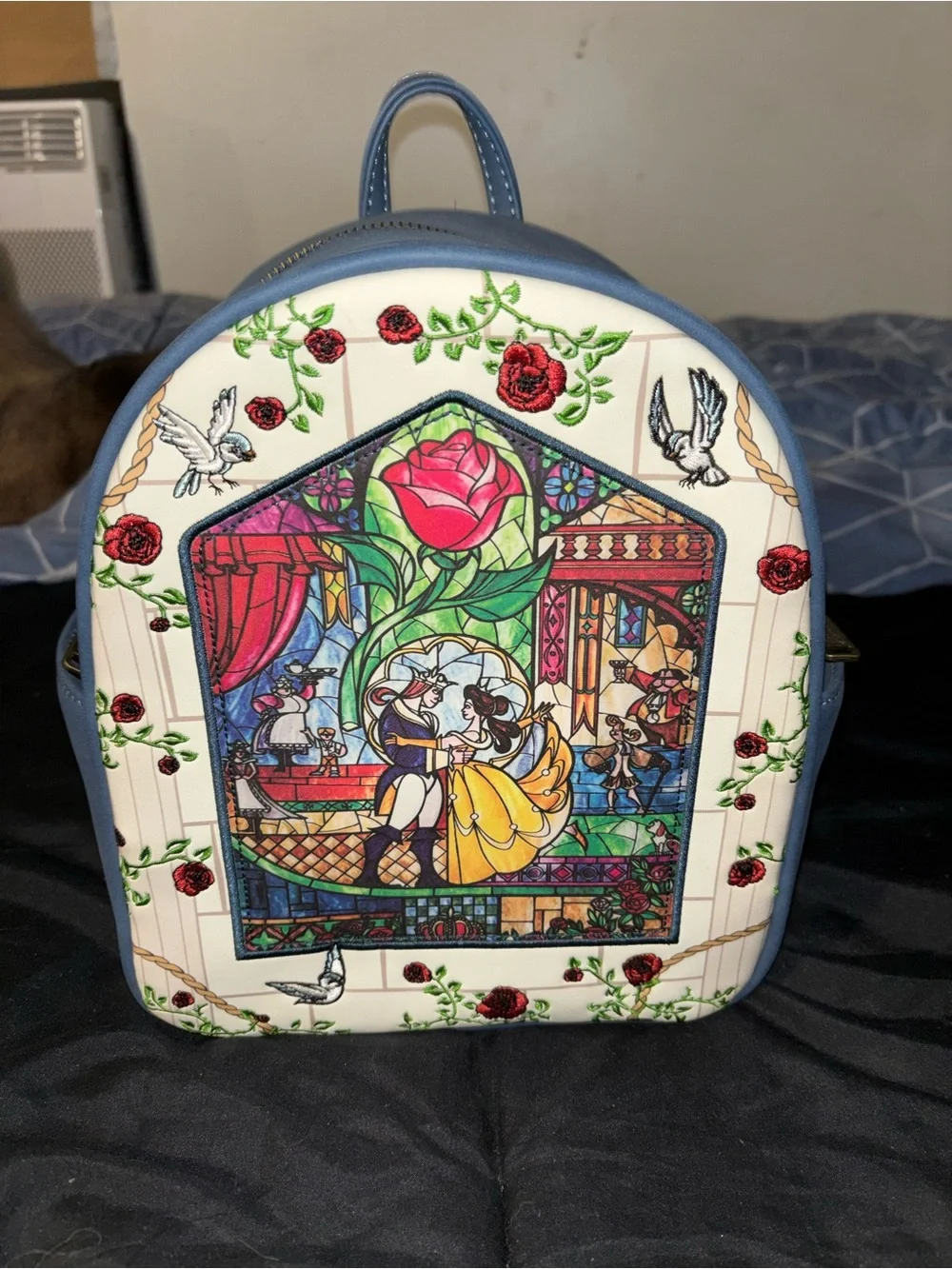 Beauty & the Beast Floral Stained-Glass Style Women’s Backpack